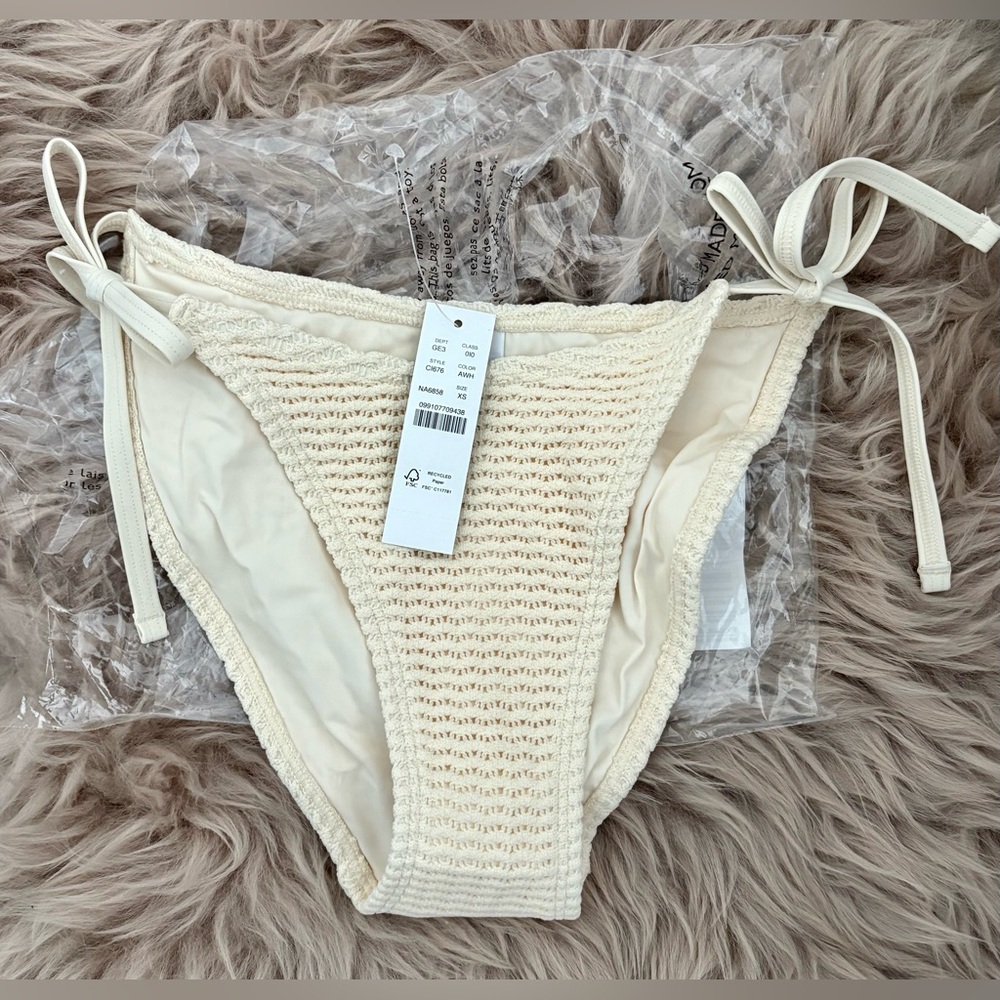 New J. Crew Cream Crochet Tie-Side Bikini Bottoms